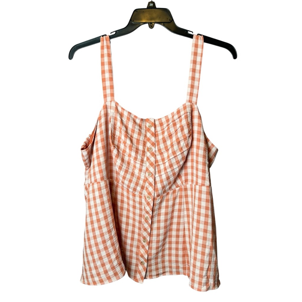 NWT Torrid Searsucker Peplum Button Up Lark Plaid Tank Top 3X